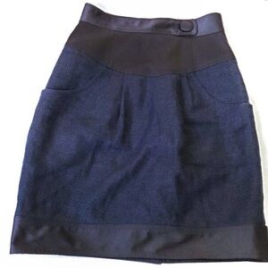 Nanette Lepore Linen High waist Elegant Navy Blue Women's Skirt